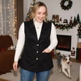 thumbnail image 3 of Agnes Orinda Women's Plus Size Vest Jacket Notch Lapel Casual Utility Sleeveless Faux Suede Jacket 1X Black, 3 of 9