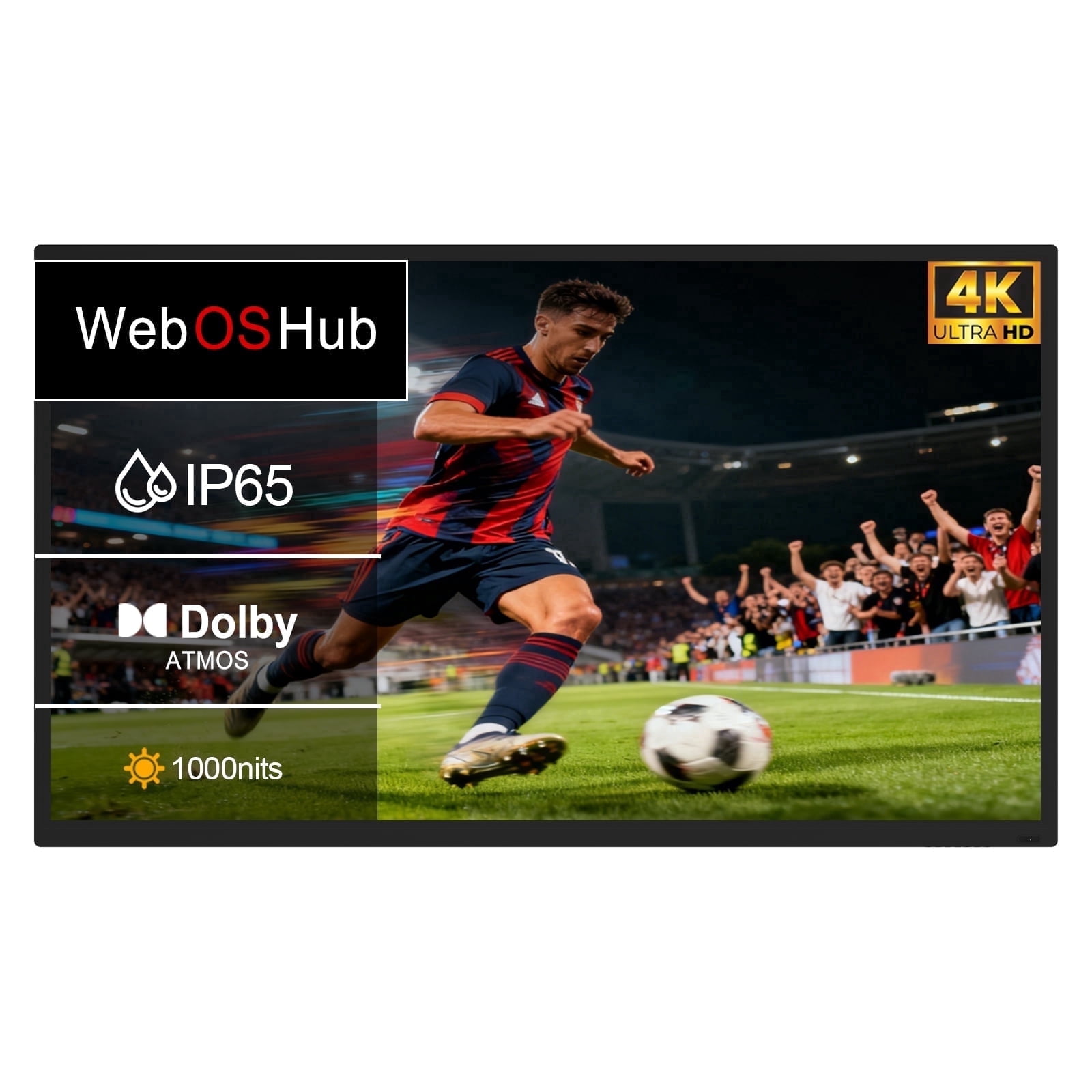 360SPB® 55" Outdoor Smart TV for Patio, 4K UHD Waterproof Television With LG WebOS Hub, 1000 Nits IP65 for Partial Sun