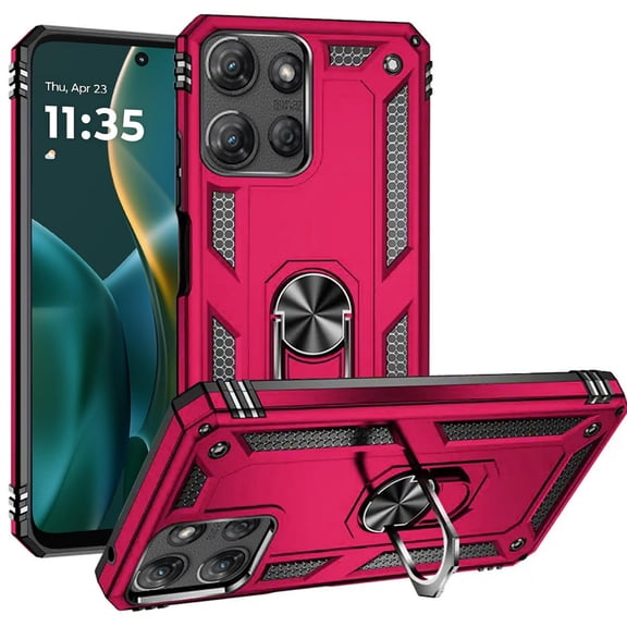 Military Grade Hybrid Case with Ring Grip for Motorola Moto G Stylus 2025 - Hot Pink