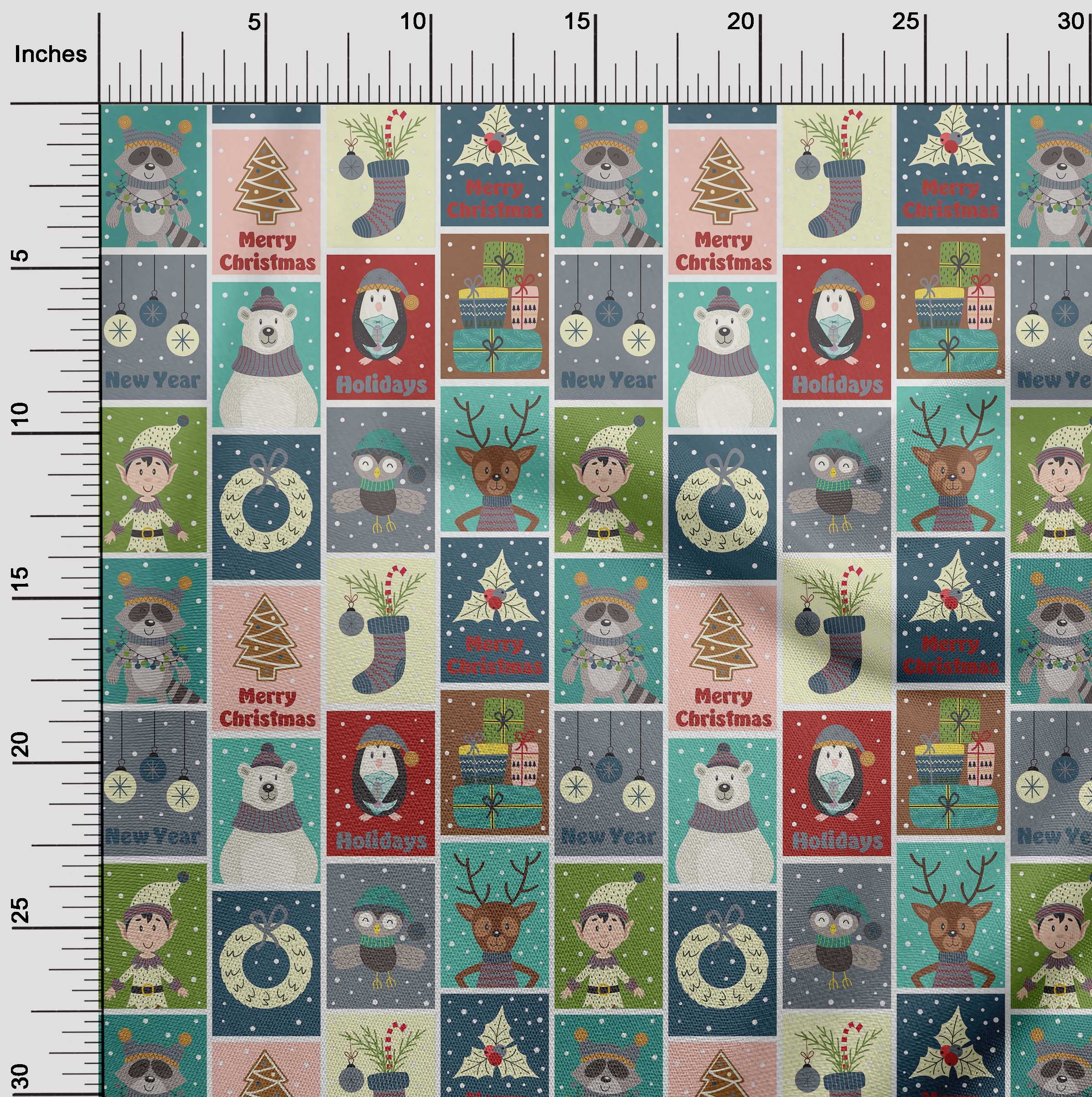 oneOone Silk Tabby Teal Blue Fabric Christmas Theme Party Sewing Material Print Fabric By The Yard 42 Inch Wide