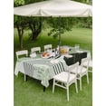 thumbnail image 3 of Outdoor Tablecloth with Umbrella Hole and Zipper, Boho Geometric Rectangle Table Cloth 60x120 Inch Waterproof Tablecloth, Farmhouse Green Abstract Stripes Leaves Picnic Table Cover for Patio Camping, 3 of 7