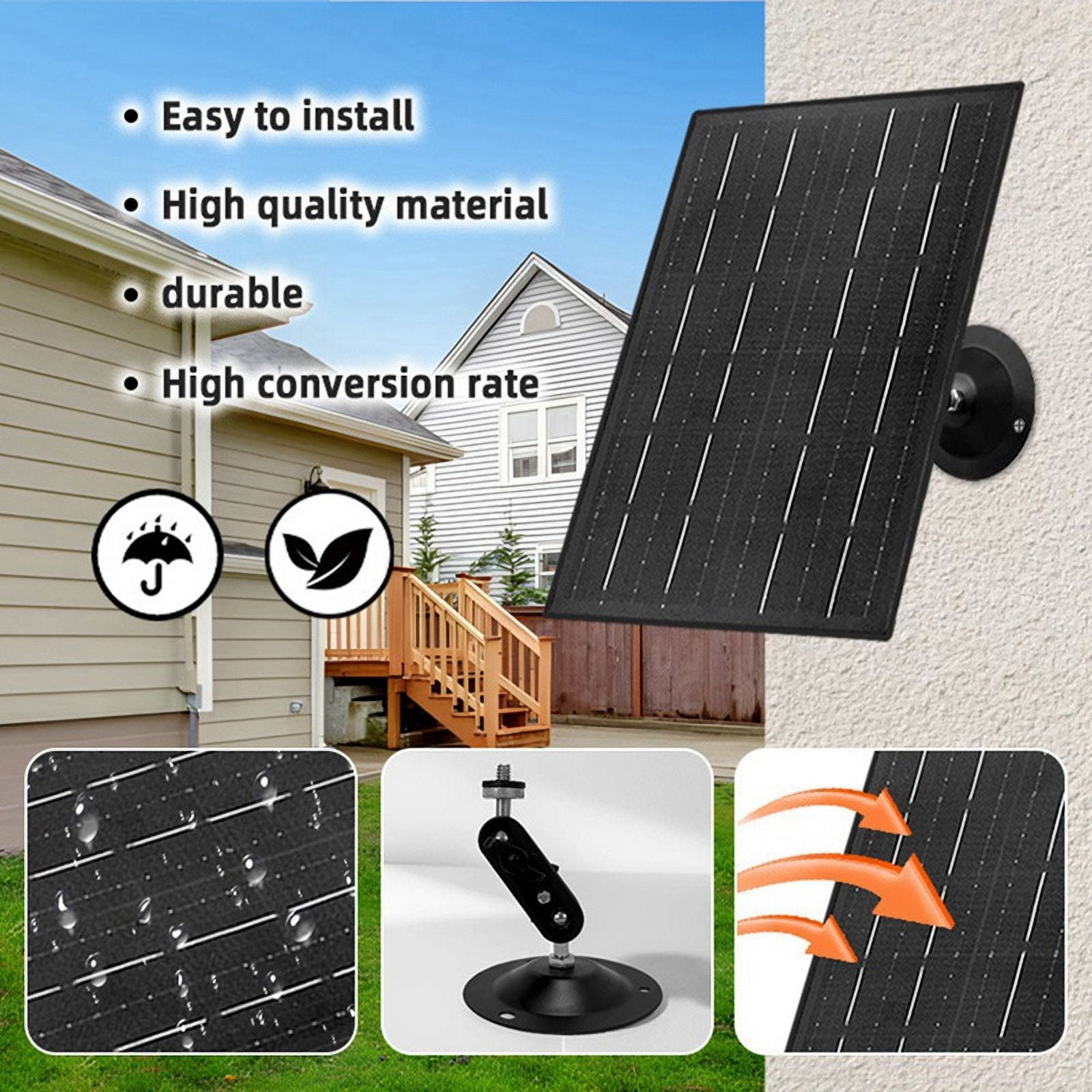 10W 5V Solar Panels for Security Cameras Recharged Battery Cameras Adjustable Security Camera Power Supply