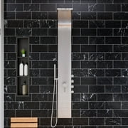 ALFI brand ABNP0836-BB 8 x 36 Brushed Black PVD Stainless Steel Vertical Triple Shelf Shower Niche