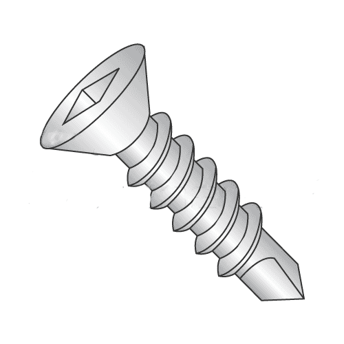 #8 x 1 1/4" Self-Drilling Screws / Square / Flat Head / 410 Series Stainless Steel / #2 Point (Quantity: 4000 pcs)