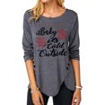 thumbnail image 1 of Blusa Estampado Cuello Redondo Dobladillo Irregular Botón Manga Larga Tops De Moda Para Mujer Gris Oscuro M, 1 of 5
