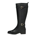 thumbnail image 2 of FSJ Women Classic Knee High Riding Boots Round Closed Toe Stacked Low Heel Side Zip Buckle Stretch Fall Winter Long Boots Shoes Size 16 Black, 2 of 4