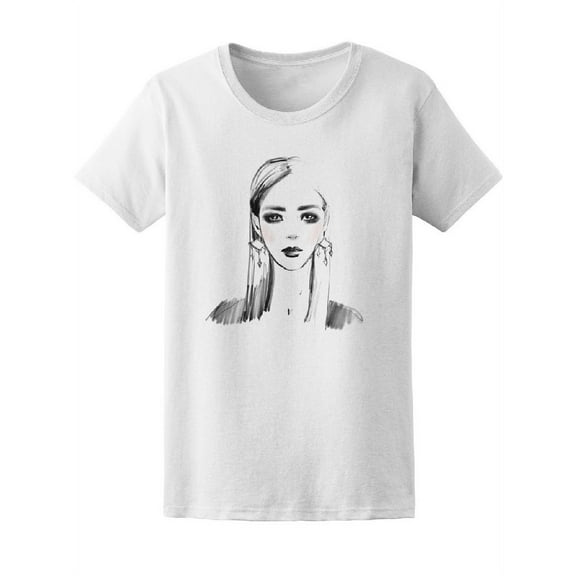 Fashion Sketch Beautiful Woman Tee Women's -Image by Shutterstock