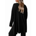thumbnail image 2 of Women'S Two Piece Lounge Sets Matching Long Sleeve Shirts Wide Leg Pants Tracksuits Fall Clothes Black L, 2 of 7
