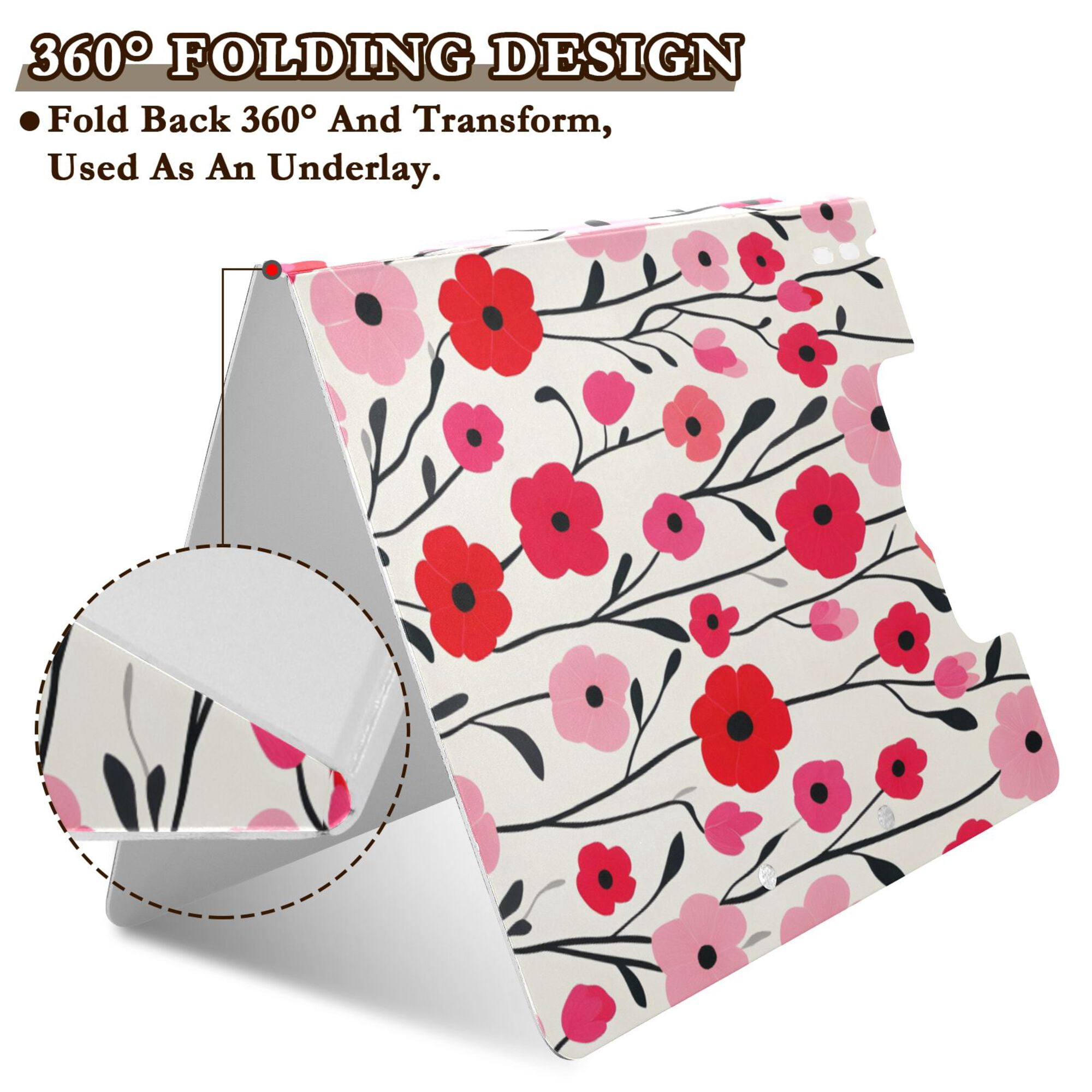 FORMRS A4 Clipboard Folder with Pen Holder Horizontal Foldable School Office Binder, Pink Floral
