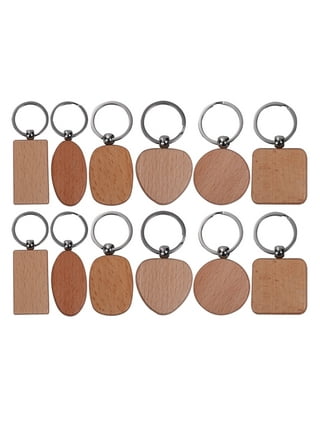 Gear Go 10 Pack Blank Wooden Key Chain Unfinished Wood Pendant Blanks with Keyrings for EDC Tags DIY Key Craft Supplies, Women's, Size: One size, Grey
