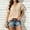 Beige, variant on Short Sleeve Tops for Women V Neck with Lace Embroidery and Buttons Woven Fabric Lightweight Breathable Casual Tops