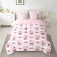 thumbnail image 2 of Feelyou Merry Christmas Child Bedding Comforter Set 7pcs, Kawaii Santa Claus King Bedding Sets, Pink Plaid Buffalo Reversible Bed Sheets, Microfiber Bedroom Decor, 3pcs, 2 of 7