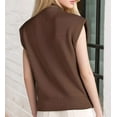thumbnail image 4 of Women'S Mock Neck Sleeveless Sweater Vest Casual Cap Sleeve Knit Pullover Tank Tops Spring Summer Clothes Dark Brown S, 4 of 8