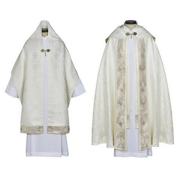 RJ Toomey P5166 56 x 108 x 22 in. Chartres Cope & Humeral Veil Set, Ivory