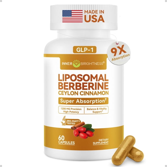 Liposomal Berberine with Ceylon Cinnamon - GLP-1 Friendly, High-Absorption Berberine Supplement, Natural Metabolic Support - Non-GMO, 60 Veg Capsules, Made in USA, Lab Tested