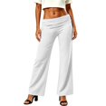 thumbnail image 5 of Fold Over Yoga Pants for Women Wide Leg High Waist Gym Stretch Fall Lounge For Sport Workout Yoga L, 5 of 5
