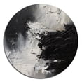 thumbnail image 2 of Designart "Delicate Brushstrokes Black and White II" Abstract Marble Metal Round Wall Decor, 2 of 5