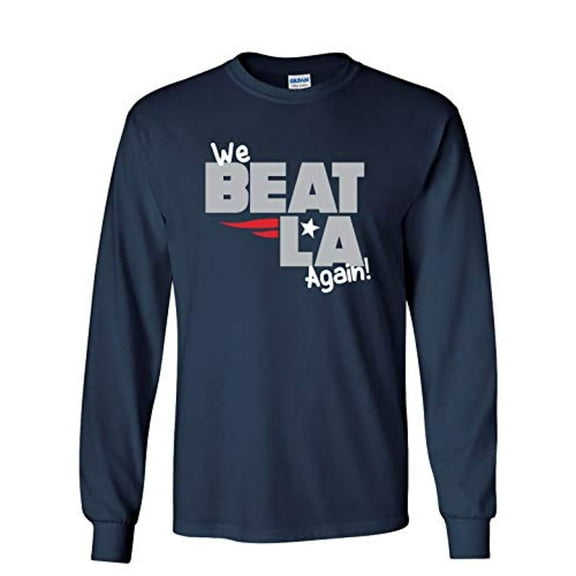 Patriots We Beat LA Again Adult Long Sleeve Shirt-Navy-Small