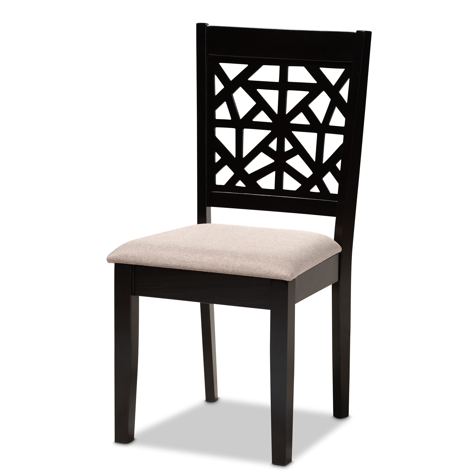 Baxton Studio Jackson Modern and Contemporary Sand Fabric Upholstered and Espresso Brown Finished Wood 4-Piece Dining Chair Set