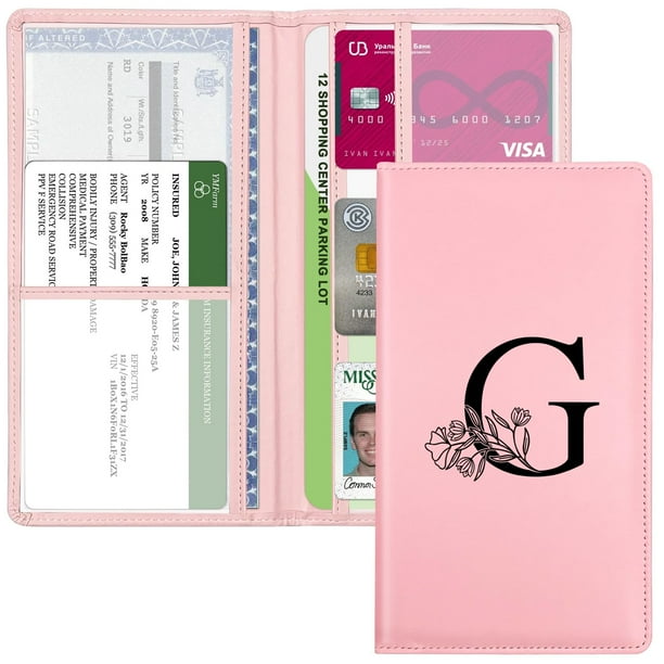 Yeecase Soporte Para Registro Y Seguro De Auto Porta Documentos De Auto Con Cierre Rosa Con Letras Funda Billetera Auto Vehículo Accesorios Para Auto Para Mujeres Y Hombres
