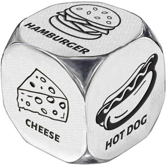 1Set Food Decision Dice Anniversary Date Night Dice Valentines Day Gift Stainless Steel Fast Food Decision Dice Funny Christmas Birthday Gift for Husband Wife Friend