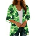 thumbnail image 4 of Daiosportswear Women'S Chiffon Kimono Loose Casual Open Front Short Cover Ups，St. Patrick'S Day Print ，Cover-Up for Women Green L(L), 4 of 7
