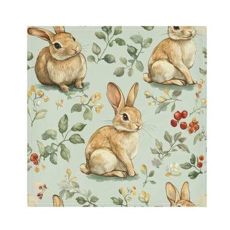 

Napkin Satin Napkin 20*20Inchx6 Kitchen Towel Dinner Plate Towel Decorative Towel Napkin Tea Towel Suitable For Kitchen Table Cute Rabbits and Flowers3