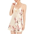 thumbnail image 2 of Defitshape Women's Silk Nightgown Patterned Summer Pajama Dress V Neck Sleepwear Sleeveless Short Sleep Shirt Nightshirt Soft Lingerie Nighties Crane Golden Champagne Medium, 2 of 5