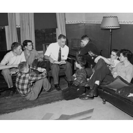 Members of the YMCA discussing the bible Ridgewood New Jersey USA Canvas Art - (18 x 24)