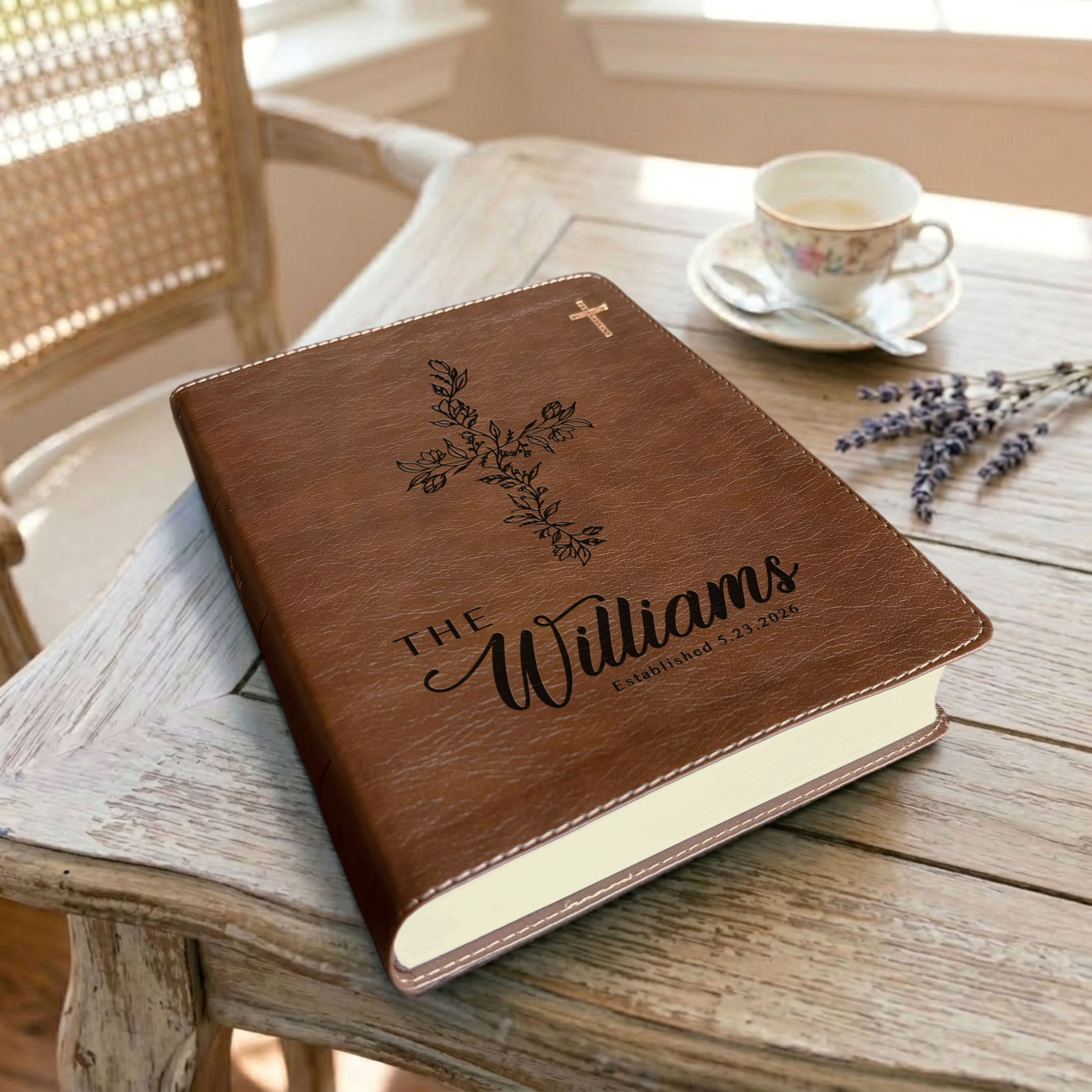 Personalized NIV Journaling Family Bible Set, Wide Margin Red Letter Edition, Custom Engraved Name, Includes Tabs & Highlighters, Wedding Keepsake