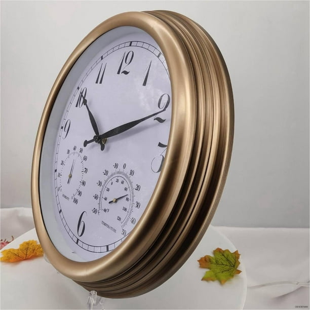Waterproof Outdoor Wall Clock With Thermometer And Hygrometer For