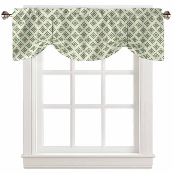 Fsddascl Abstract Green Tie Up Valance Curtains for Windows, Kitchen Curtains Window Treatments, Modern Contemporary Art Vintage Short Window Shades Valances for Bedroom Bathroom Cafe 54"x18"