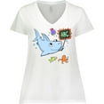 thumbnail image 3 of Inktastic Teacher Shark with School of Fish Women's Plus Size V-Neck T-Shirt, 3 of 5