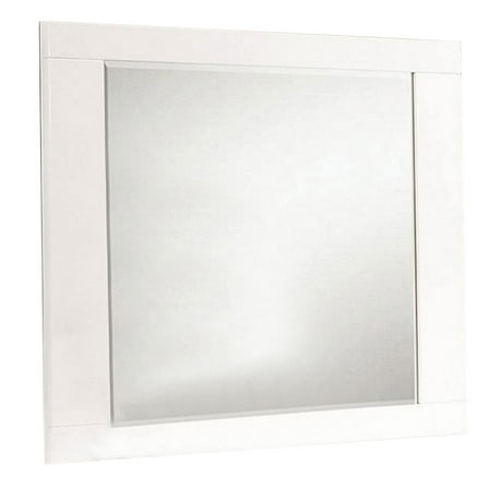 Rectangular Wooden Frame Mirror with Mounting Hardware, White