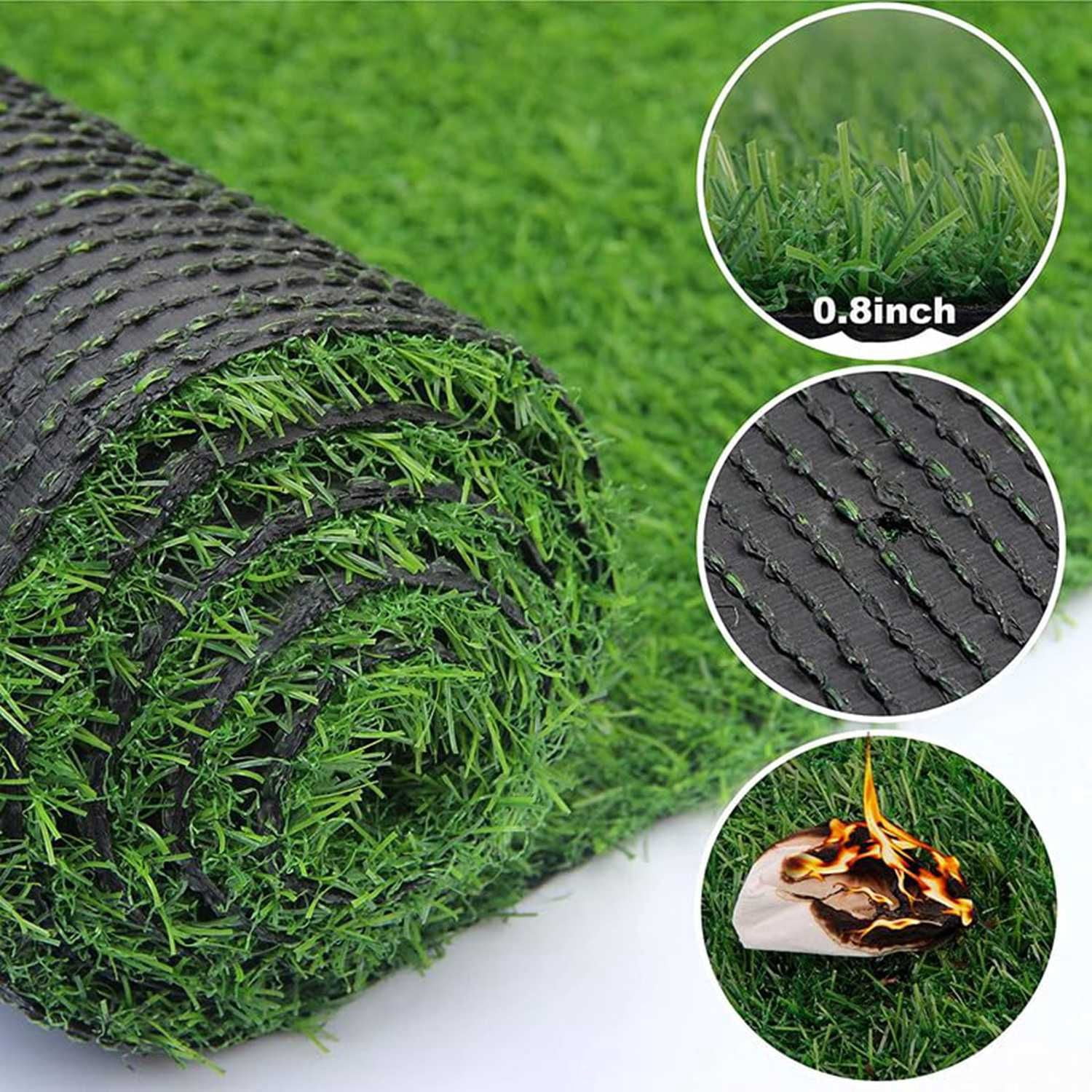 Artificial Turf Grass Mat Premium Ultra-Realistic Soft Fake Grass with Drainage Holes for Garden Patio Balcony DIY Decor