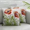 thumbnail image 3 of Nawypu  Poppies Pillow Cover Watercolor Poppy Flower Floral Stem Nature Orange Red Green Decorations Cushion Case for Sofa Couch, 3 of 5