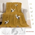 thumbnail image 5 of Japanese Style Blanket Soft Cozy Warm Throw Blanket for Couch, Plush Fuzzy Flannel Fleece Blankets for Sofa, Vintage Art Cranes Ocean Wave Yellow Bed Blankets Lightweight Gifts for Women, 40"x50", 5 of 9