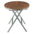 thumbnail image 2 of Cortesi Home Avery Aluminum Outdoor Round Folding Table in Poly Resin, Teak, 2 of 2
