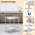 thumbnail image 2 of Cherish Heavy Duty Stainless Steel Table – 201 SS, Double Layer Design, Stationary Work Table for Kitchen, Office, Workshop, 2 of 9