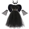 thumbnail image 3 of Disfraz de Halloween 2024, tutú de maléfica, vestido de bruja negra para niñas, cosplay, reina malvada, vestido de princesa de malla negra, nuevo vestido para niños, 3 of 5