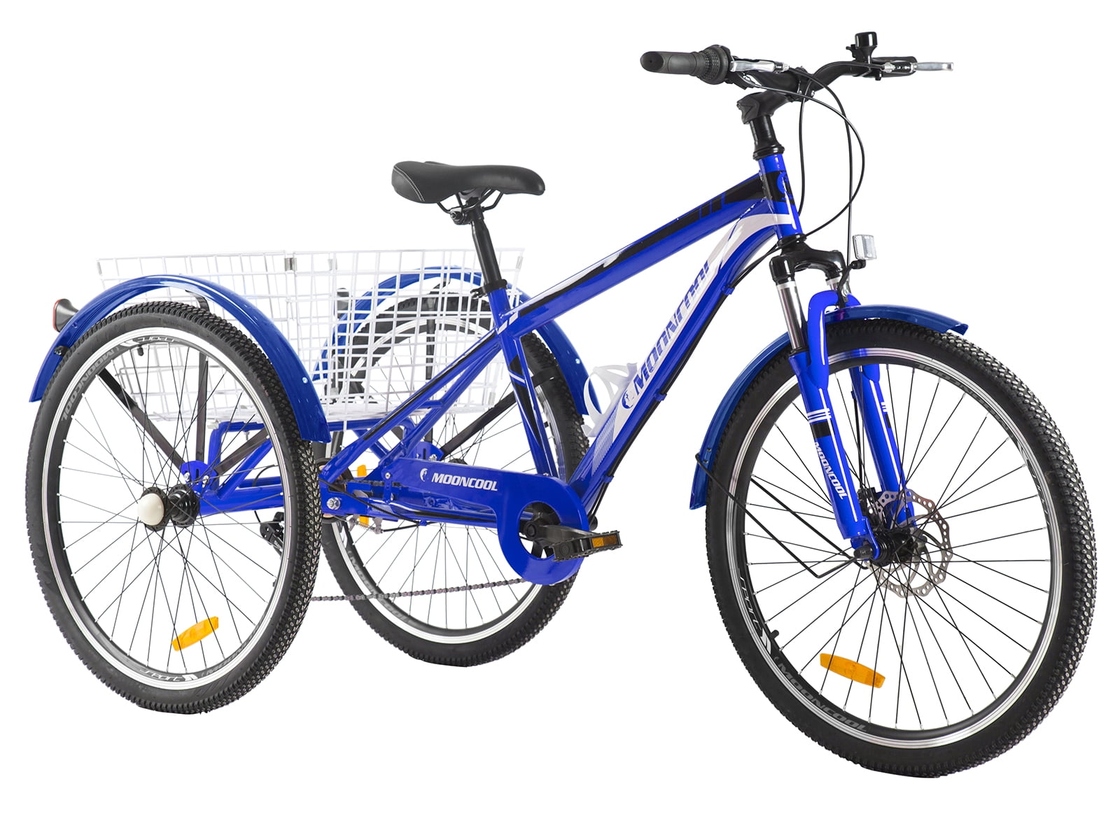 FICISOG Mountain Tricycle for Adults, 3 Wheeled 7-Speed Mountain Tricycle 24 inch 26 inch 27.5 inch Men's Women's Tricycles Cruiser Bike Featuring Disc Brakes, Cargo Basket