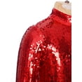 thumbnail image 6 of TSSOE Kids Girls Sequin Ballet Dance Dress One Shoulder Long Sleeve Gymnastic Leotard Jazz Cha Cha Ballroom Costume Red 10, 6 of 7