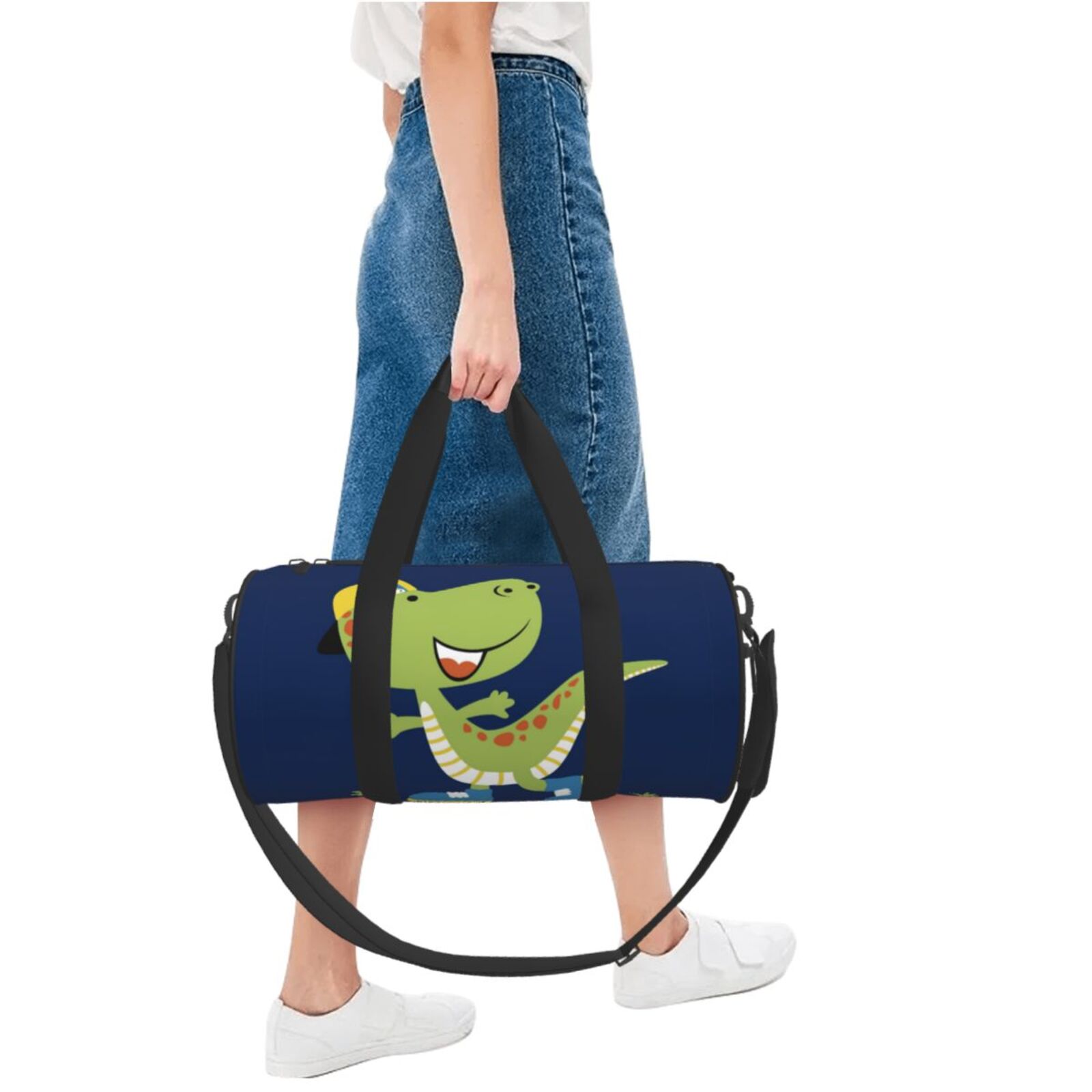 Vsdgher Dino Playing Roller Skate 45L Foldable Duffel Bag, Sports Gym Bag,Overnight Bag, Portable Weekender Bag for Airplanes