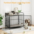 thumbnail image 2 of Juiluna Dog Crate Furniture, Wooden Dog Crate End Table with Adjustable Height & 360° Rotating Feeder, Dog Kennel Indoor with 360° Wheels for Medium Dogs, Heavy Duty Dog Crate, Grey, 2 of 9