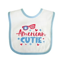 Inktastic 4th of July American Cutie Red and Blue Stars and Hearts Boys or Girls Baby Bib