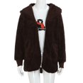 thumbnail image 3 of Women Hooded Cardigan Fuzzy Jacket Winter Open Front Fleece Coat Outwear with Pockets, 3 of 5