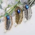 thumbnail image 5 of Unique Bargains 1 Pc Hair Barrettes Feather Hair Clips Gold Tone, 5 of 5