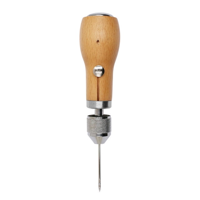 Awl Leather Stitching Tool Hand Stitcher Sewing Awl Repair Stitching Sewing Tool with 1 PCS Wax Thread 2 PCS Neddles for Leather Fabric