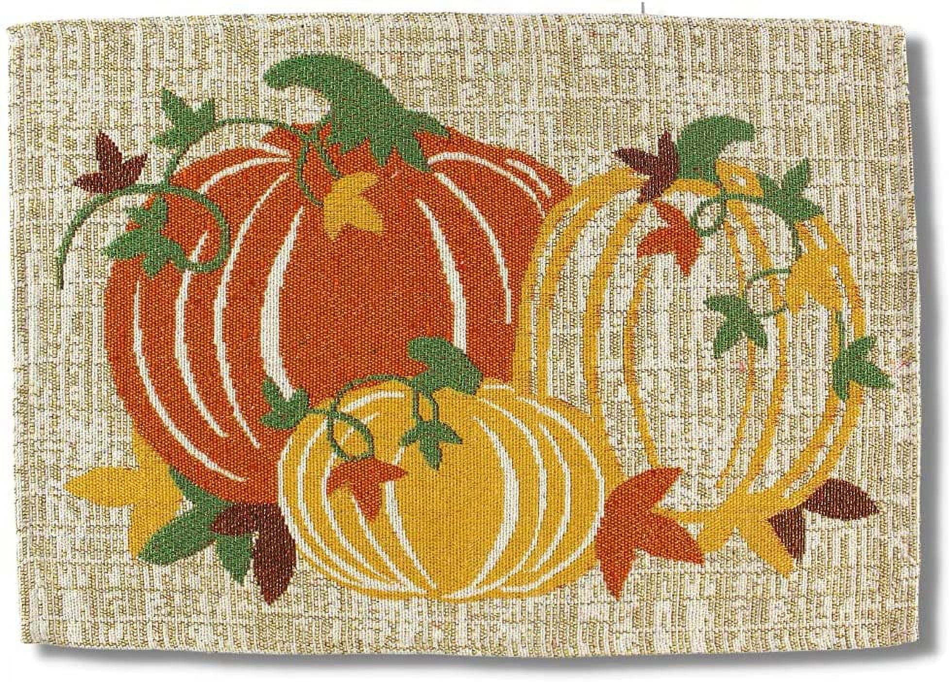 Serafina Home Fall Harvest Thanksgiving Decorative Kitchen Towel Set:  Colorful Shades of Autumn Jacquard Leaves Pumpkin