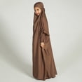 thumbnail image 3 of IBTOM CASTLE Kids Girls Long Sleeve Full Cover Hijab Kaftan Dubai Islamic Prayer Dress Abaya Muslim Hooded Robe Ramadan Clothing 8-9 Years Coffee, 3 of 8